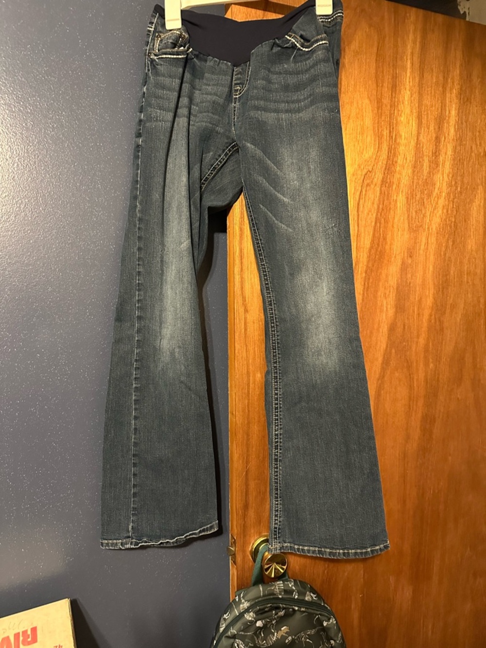 Indigo Blue Dark Blue Flare Maternity Jeans